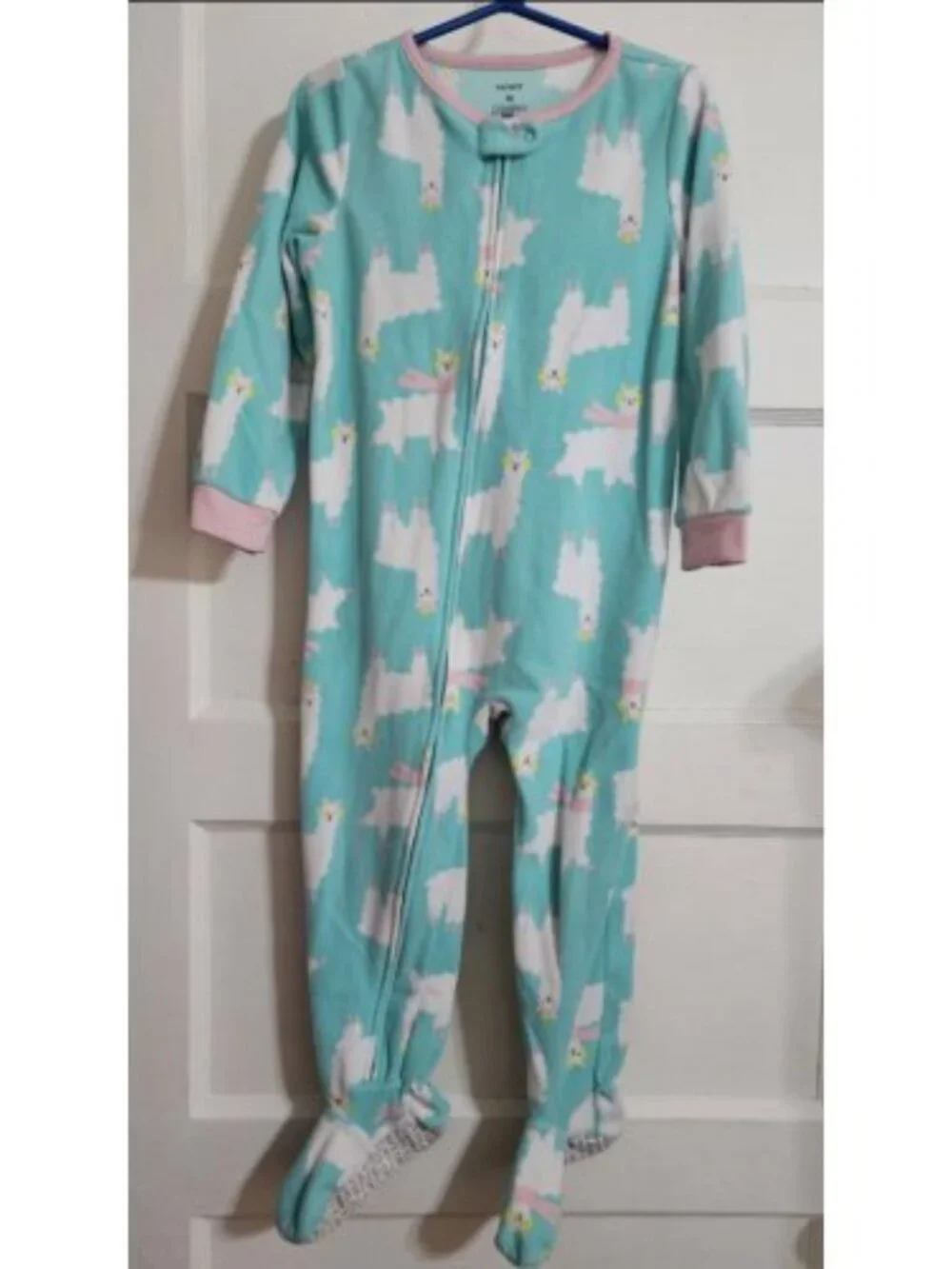 CARTER'S Llama Sheep Print One Piece Fleece Blanket Sleeper Pajamas Girls 4T